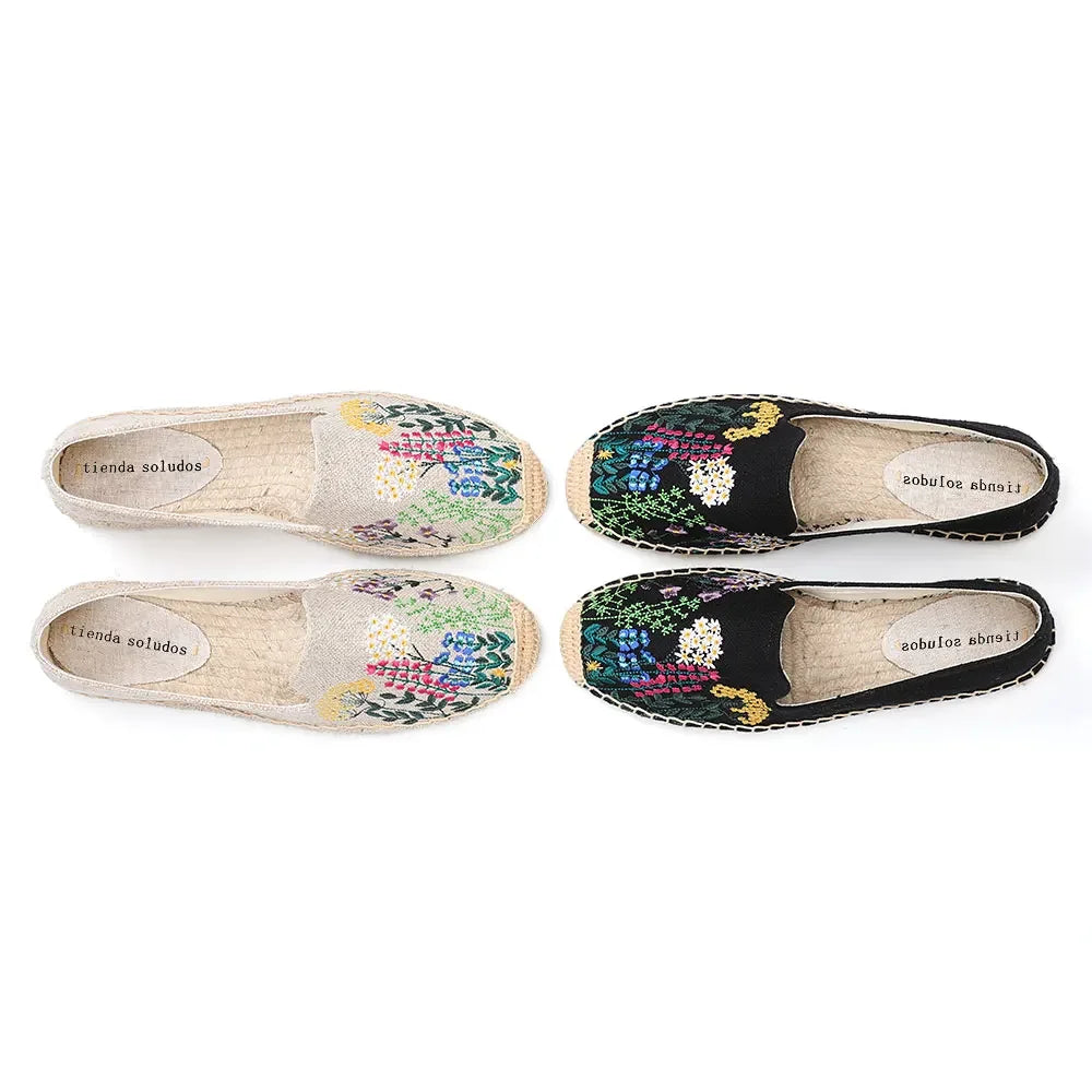 Espadrilles  Women's Casual Flats Shoes with Embroidered Hemp Flat Platform, Round Toe Spring/Autumn Comfortable