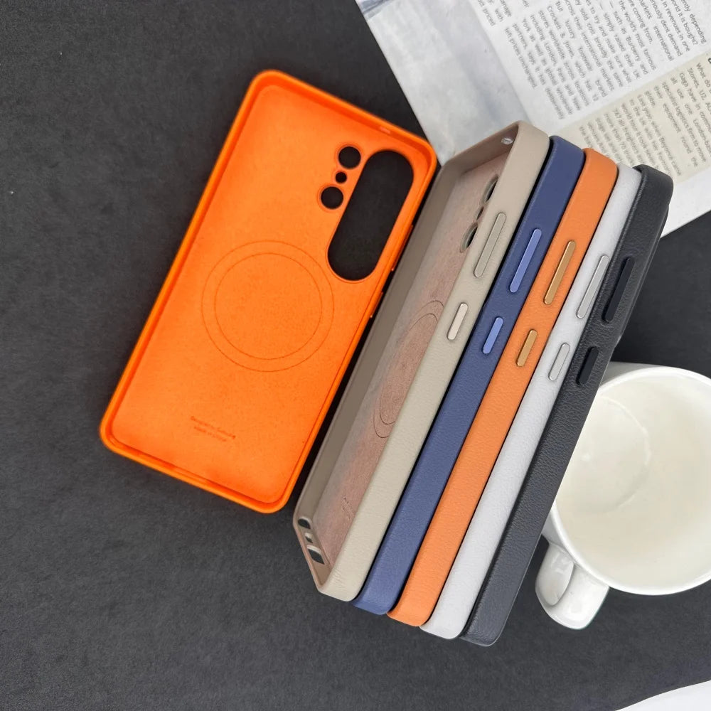 Original Leather For Magsafe Shockproof Case Samsung S26 Ultra S26Plus S26+ S 26 Slim Camera Protector Wireless Charging Cover