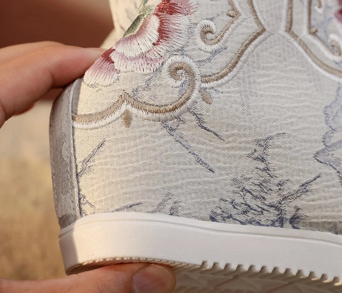 Casual Botas Mujer Embroidered Ethnic Hanfu Shoes Women Botines Ankle Boots Winter Warm Faux Fur Fairy Shoe Woman Zapatos Ladies