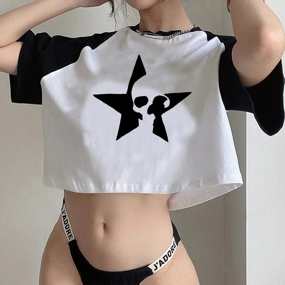 Y2k Star Girl fairy grunge  goth crop top girl 90s kawai gothic  fairycore t-shirts cropped