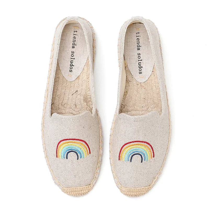 Espadrilles  Women's Casual Flats Shoes with Embroidered Hemp Flat Platform, Round Toe Spring/Autumn Comfortable