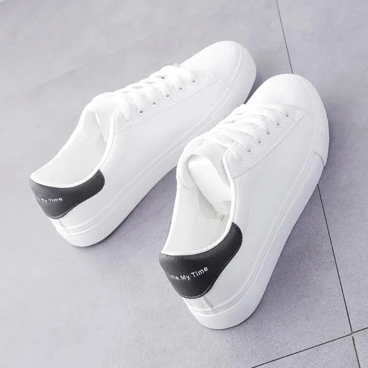 2024 New Women Sneakers Fashion Breathble Vulcanized Shoes Pu Leather Platform Shoes White Lace Up Casual Shoes Zapatos Mujer