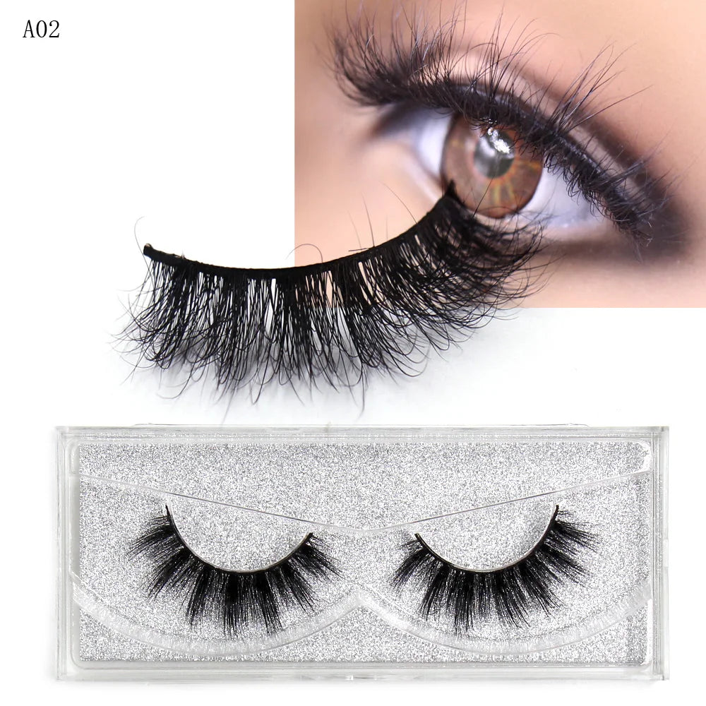 LEHUAMAO Mink Lashes 3D False Eyelashes Natural Makeup Mink Eyelash Extension Make Up Real Siberian Mink Full Strip Eyelashe A01