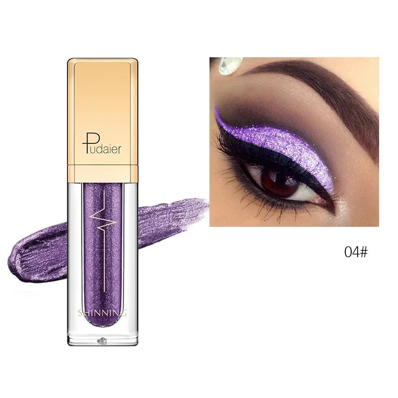 New Make Up Liquid Eyeshadow Waterproof Glitter Pigments Purple Gold Metalic Women Beauty Gel Eye Shadow Cream 18 Colors Makeup