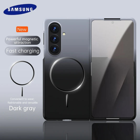 For Samsung Galaxy Z Fold 7 6 5 Gradient Magnetic Phone Case For Magsafe Wireless Charging Shockproof Folding Matte Back Cover