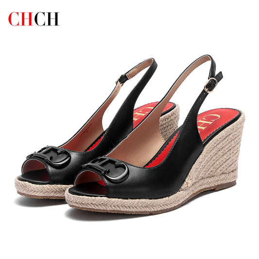 CHCH Women's Sandals Summer New Wedge Fish Mouth High Heel Open Toe Platform Summer Formal Shoes 8.5cm
