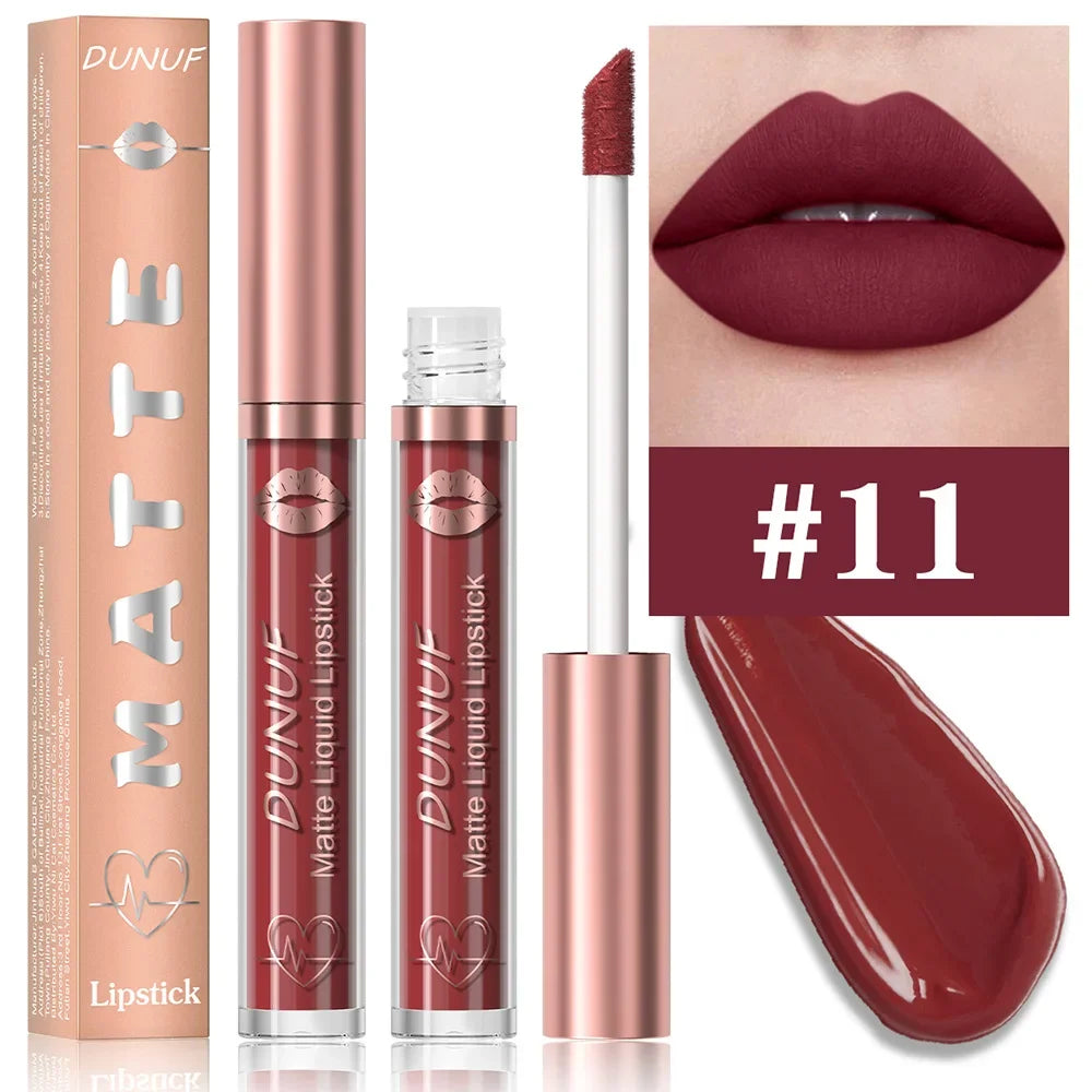 18 Color Waterproof Lip Gloss Nude Apricot Matte Liquid Lipstick Transparent Lip Oil Sexy Rose Red Velvet Matte Lipstick Make Up