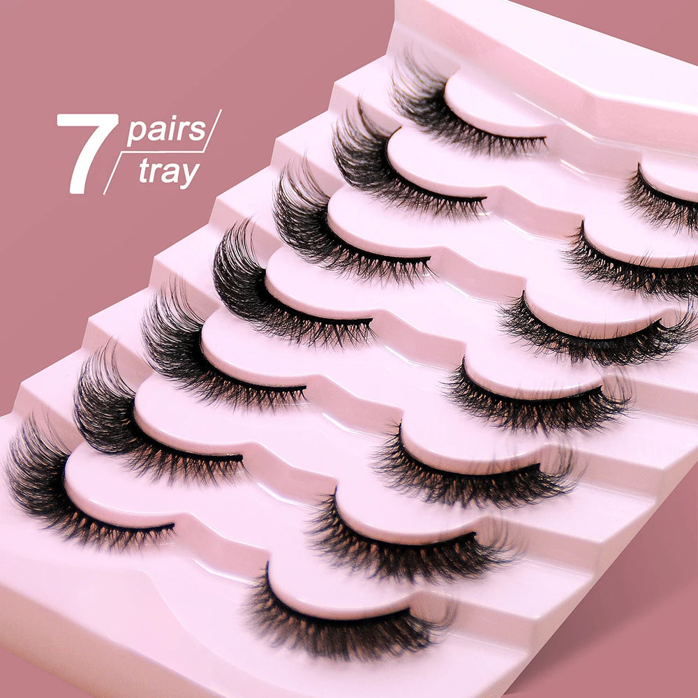 7/10 Pairs Faux Mink Strip Lashes 3D Mink Eyelashes Reusable Fluffy Make Up False Lashes extenstion
