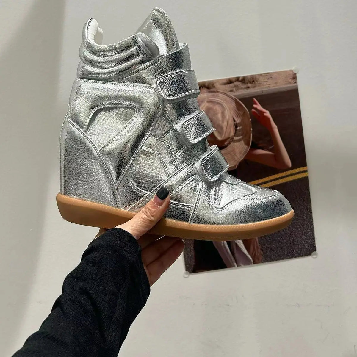 Women's Ankle Boots New 2026 Genuine Leather High Platform Sneakers Fashionable 8CM Wedge Heels Snow Boots Design Women Shoes