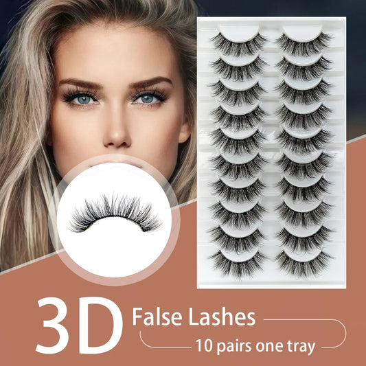 7/10 Pairs Faux Mink Strip Lashes 3D Mink Eyelashes Reusable Fluffy Make Up False Lashes extenstion