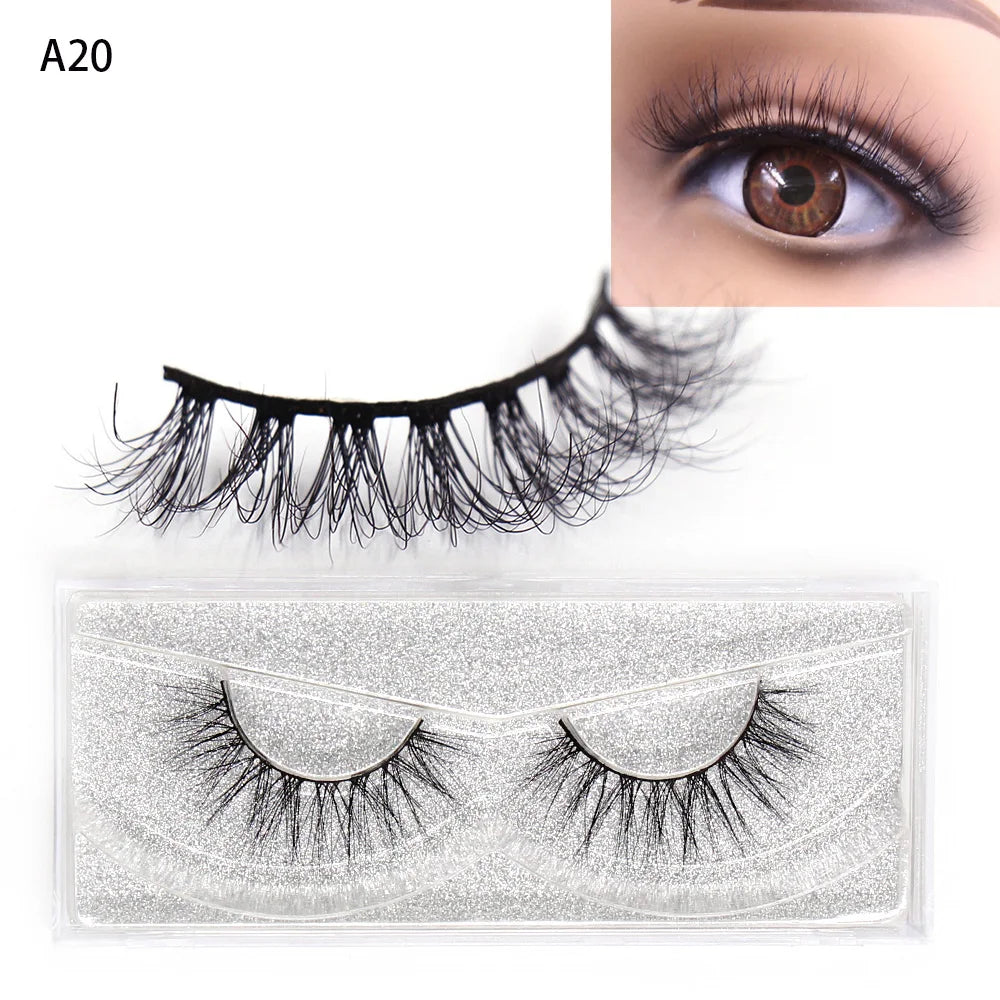 LEHUAMAO Mink Lashes 3D False Eyelashes Natural Makeup Mink Eyelash Extension Make Up Real Siberian Mink Full Strip Eyelashe A01