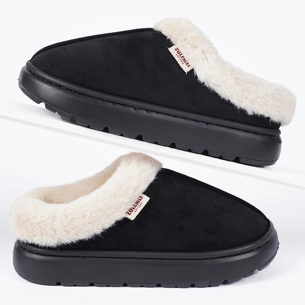 Litfun Platform Women Fluffy Slippers Winter High Quality Plush Women Cotton Shoes Ladies Fur House Slippers Warm Fuzzy Slides