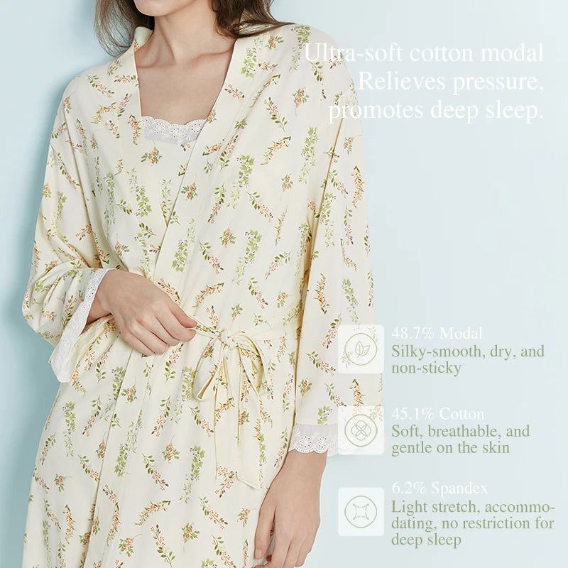 SUJIIN Women's Pajamas and Robes Casual Modal Floral Cami Dress Pajamas Sets 2026 Summer Casual Loungewear 2 Piece Set XJ017