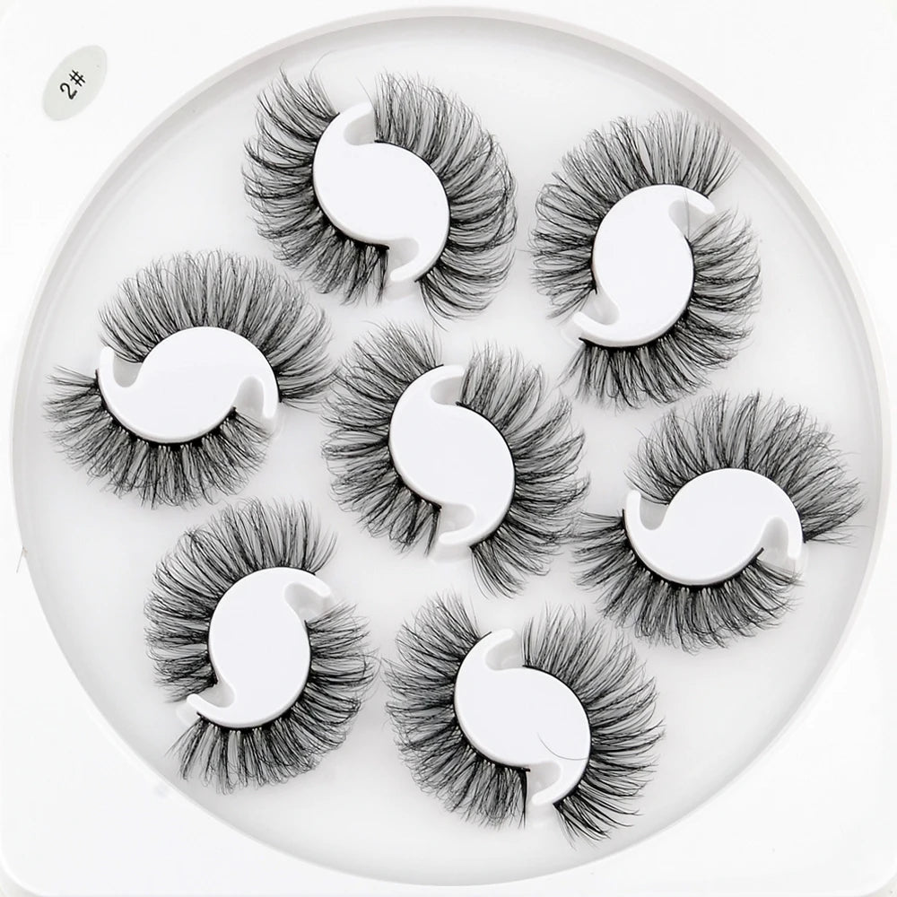 7/10 Pairs Faux Mink Strip Lashes 3D Mink Eyelashes Reusable Fluffy Make Up False Lashes extenstion