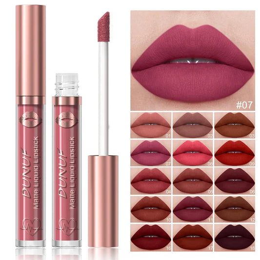 18 Color Waterproof Lip Gloss Nude Apricot Matte Liquid Lipstick Transparent Lip Oil Sexy Rose Red Velvet Matte Lipstick Make Up