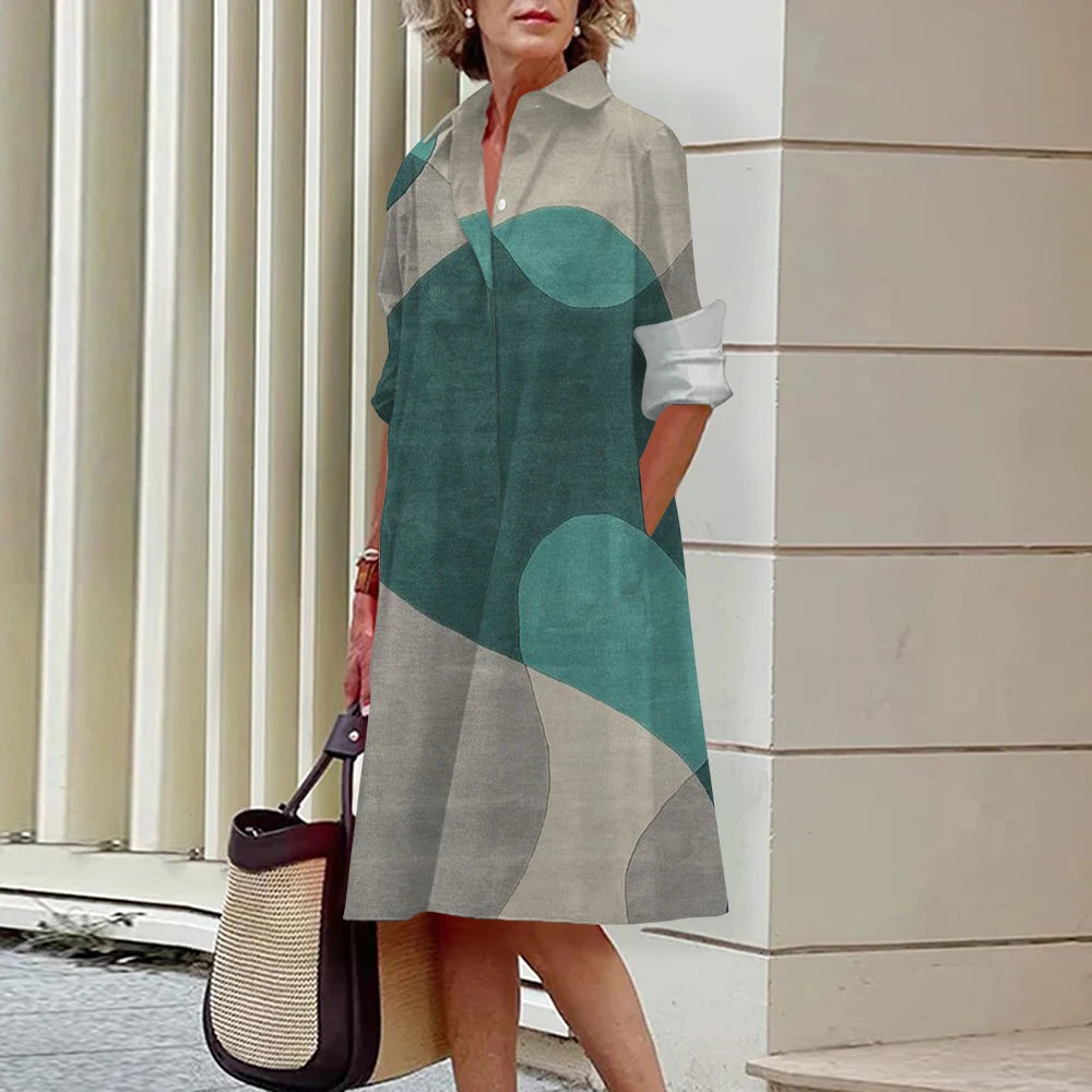 Summer New Women's Dresses Fashion Character Art Pattern Loose Large Size Casual Temperament Commuter Irregular Long Skirt Tops