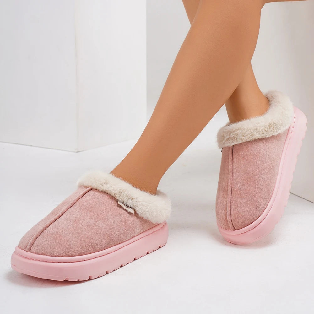 Litfun Platform Women Fluffy Slippers Winter High Quality Plush Women Cotton Shoes Ladies Fur House Slippers Warm Fuzzy Slides