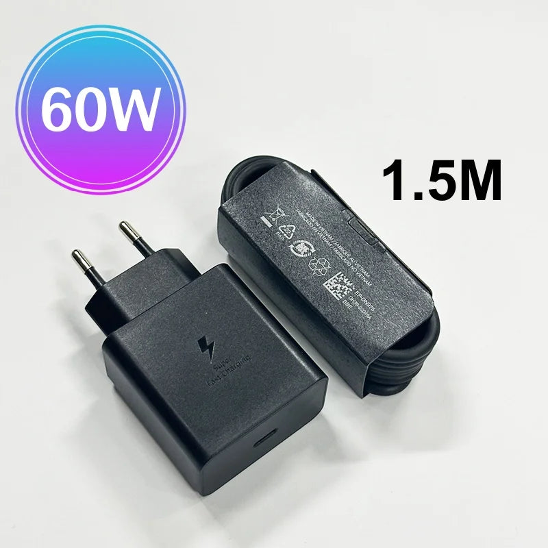Original Samsung 60W PD Charger Super Fast Charger Type C Galaxy S26 S25 S24 S23 S22 Ultra Plus A16 A55 Z Fold 8 7 for iphone 17
