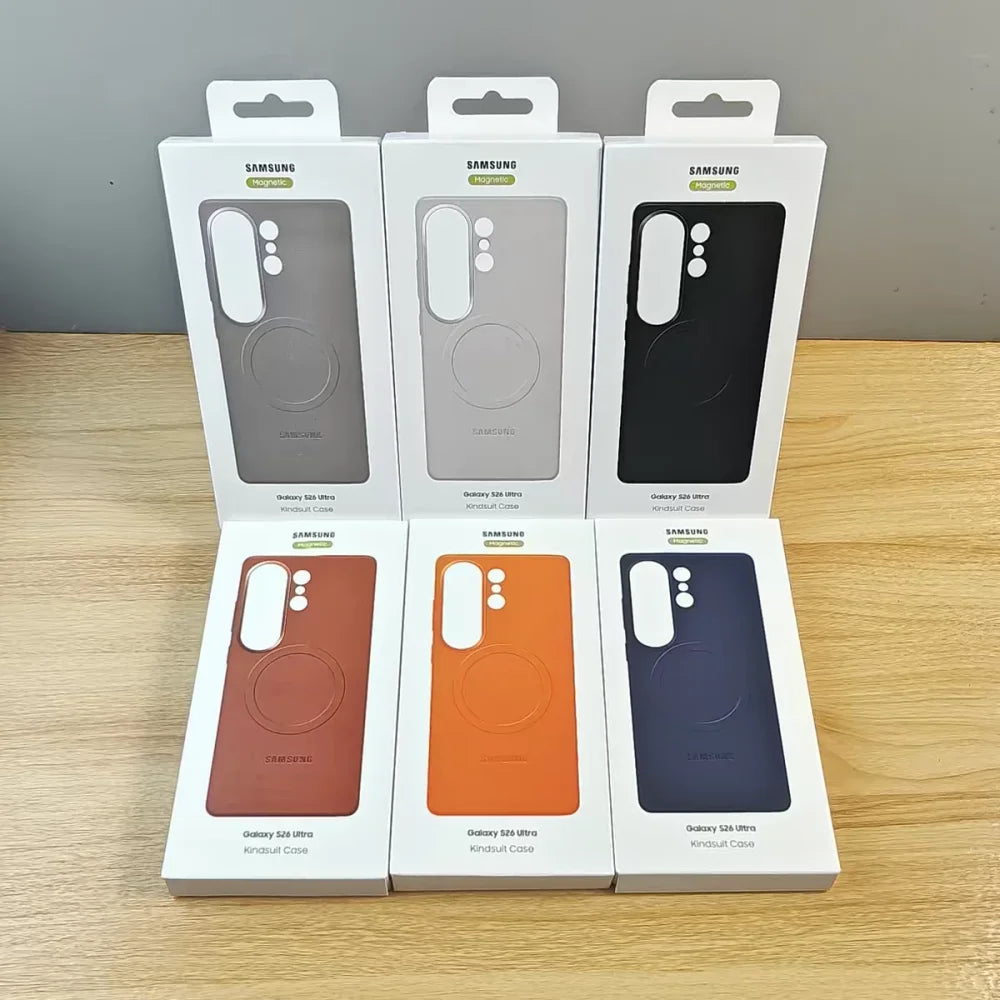 Original Leather For Magsafe Shockproof Case Samsung S26 Ultra S26Plus S26+ S 26 Slim Camera Protector Wireless Charging Cover