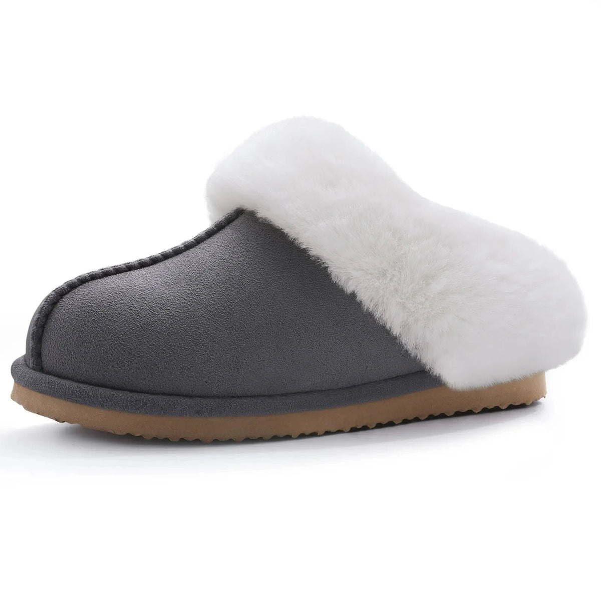 Crestar Women Fashion Fur Suede Slipper High Quality Fluffy Plush Faux Fur Soft Slippers Winter Indoor Home Cozy Cotton Slippers