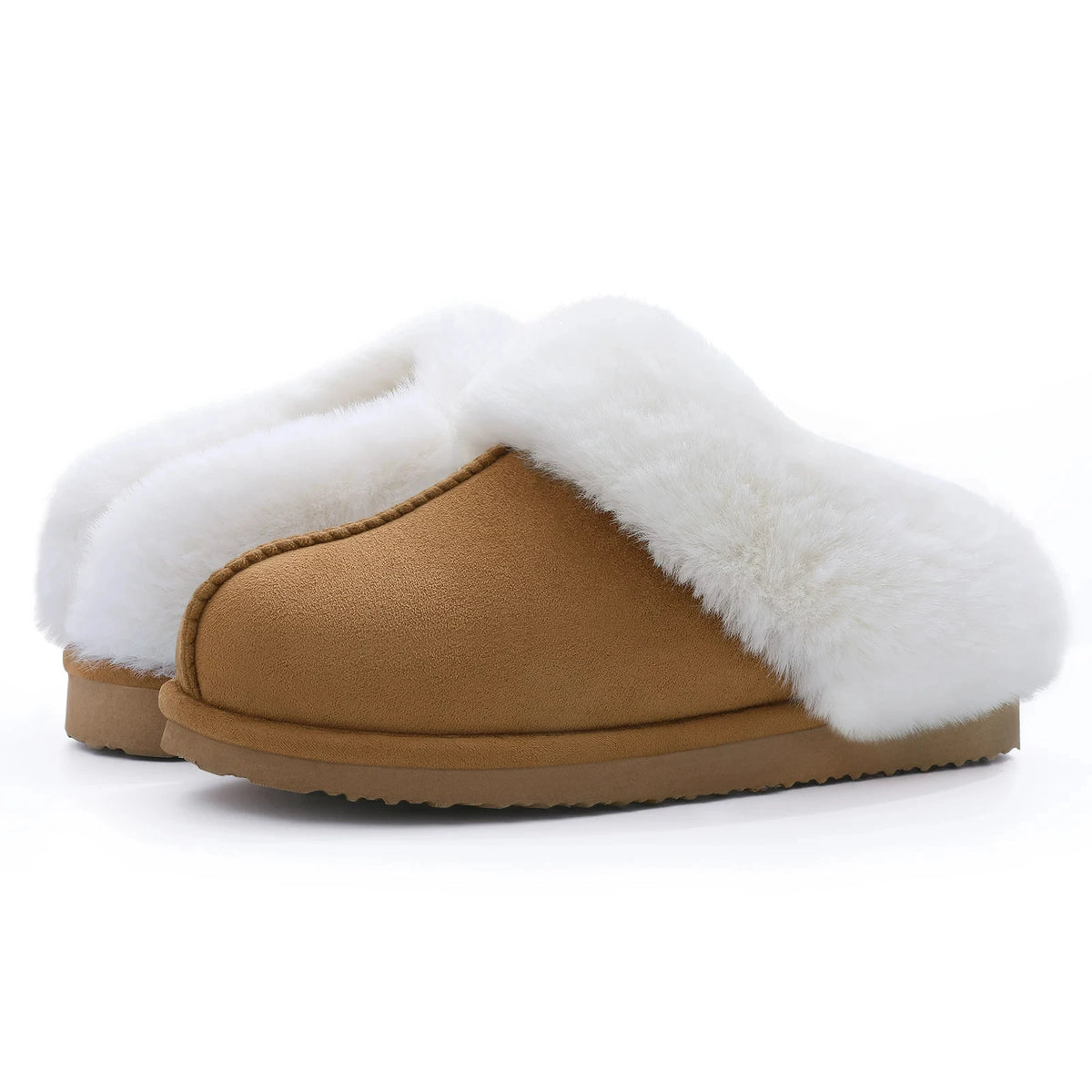 Crestar Women Fashion Fur Suede Slipper High Quality Fluffy Plush Faux Fur Soft Slippers Winter Indoor Home Cozy Cotton Slippers