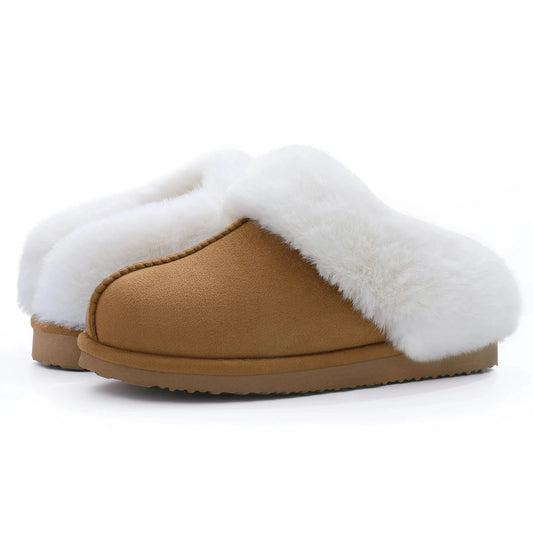 Crestar Women Fashion Fur Suede Slipper High Quality Fluffy Plush Faux Fur Soft Slippers Winter Indoor Home Cozy Cotton Slippers