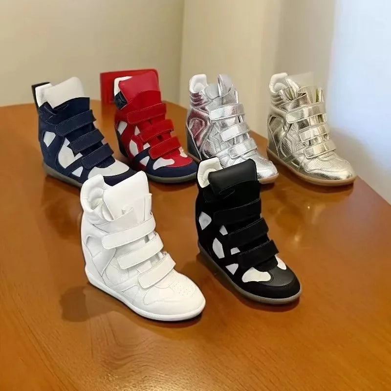 Women's Ankle Boots New 2026 Genuine Leather High Platform Sneakers Fashionable 8CM Wedge Heels Snow Boots Design Women Shoes