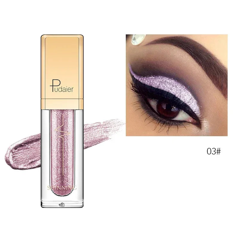 New Make Up Liquid Eyeshadow Waterproof Glitter Pigments Purple Gold Metalic Women Beauty Gel Eye Shadow Cream 18 Colors Makeup
