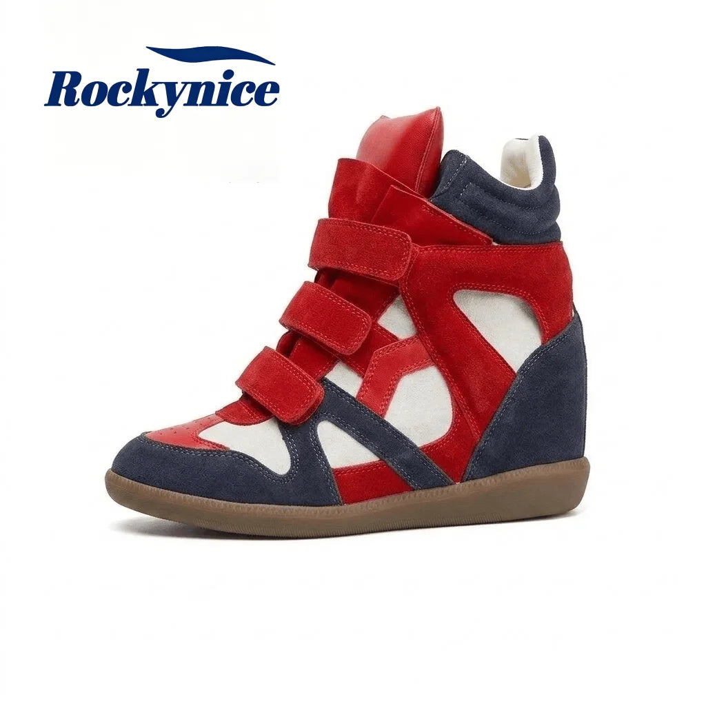 Women's Ankle Boots New 2026 Genuine Leather High Platform Sneakers Fashionable 8CM Wedge Heels Snow Boots Design Women Shoes