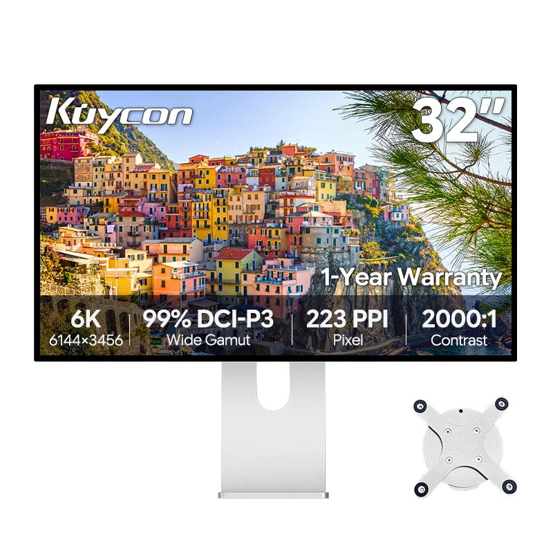 Kuycon G32P 32 Inch Computer Monitor 6K UHD IPS PC Display 500 Nits Contrast Rate 2000:1 Desktop Screen 99%sRGB Aluminum Alloy