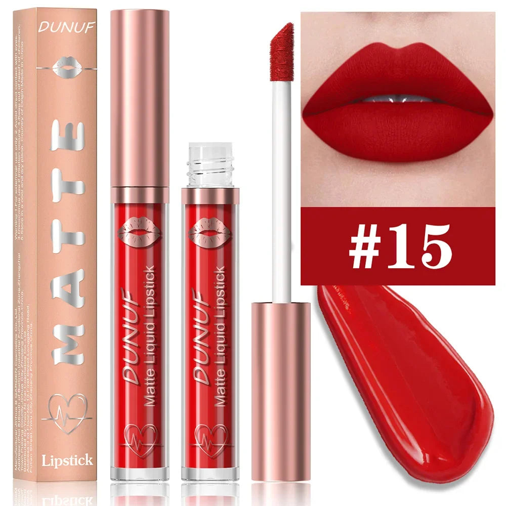 18 Color Waterproof Lip Gloss Nude Apricot Matte Liquid Lipstick Transparent Lip Oil Sexy Rose Red Velvet Matte Lipstick Make Up