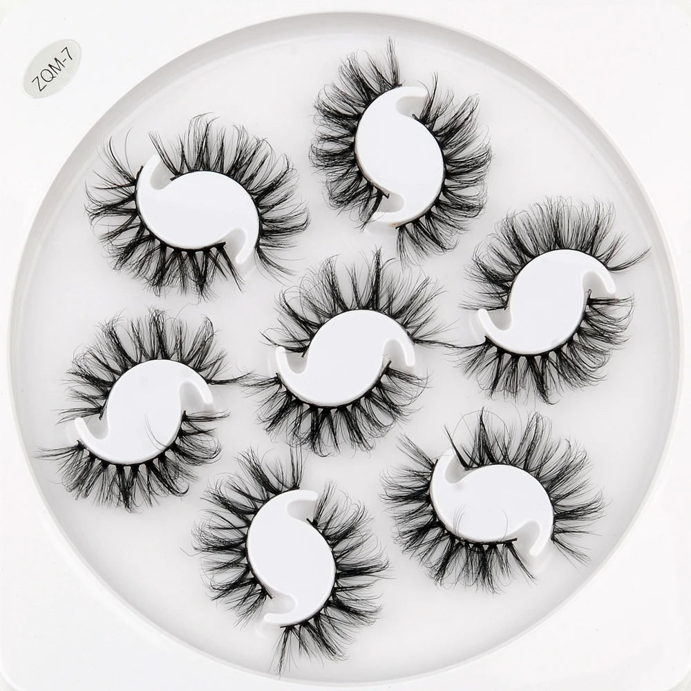 7/10 Pairs Faux Mink Strip Lashes 3D Mink Eyelashes Reusable Fluffy Make Up False Lashes extenstion