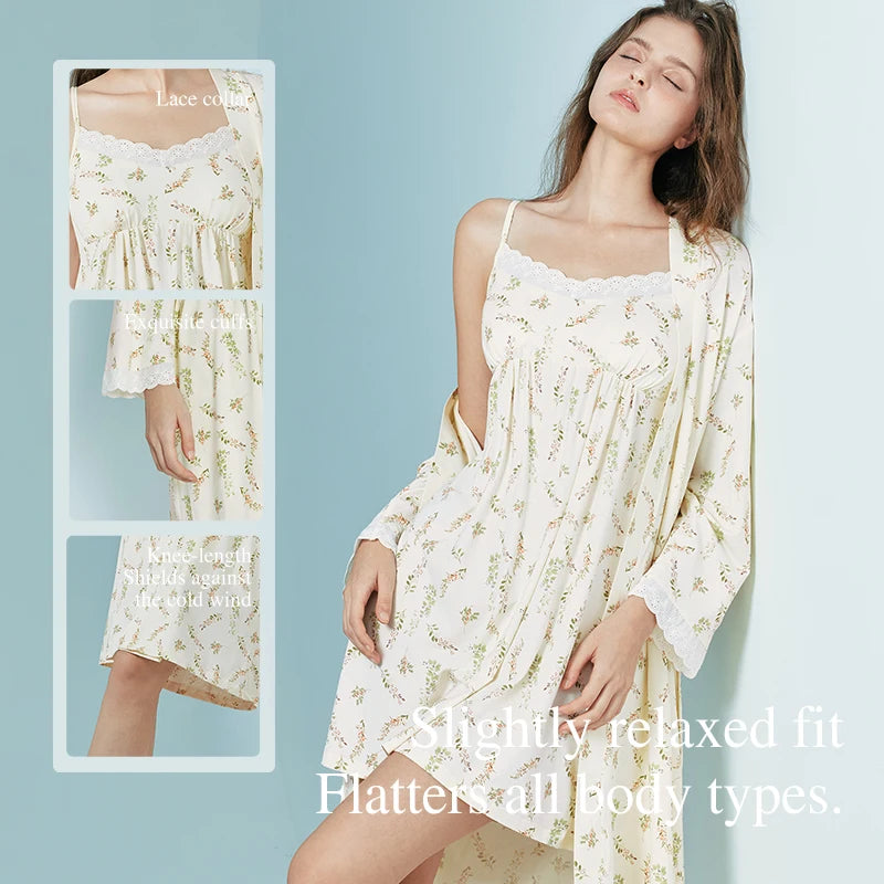 SUJIIN Women's Pajamas and Robes Casual Modal Floral Cami Dress Pajamas Sets 2026 Summer Casual Loungewear 2 Piece Set XJ017